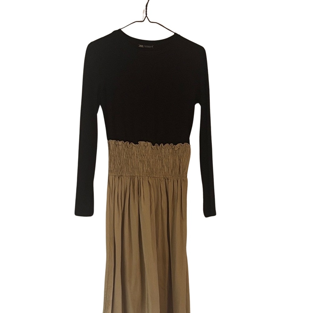 Zara Black and Tan Long Sleeve Dress
